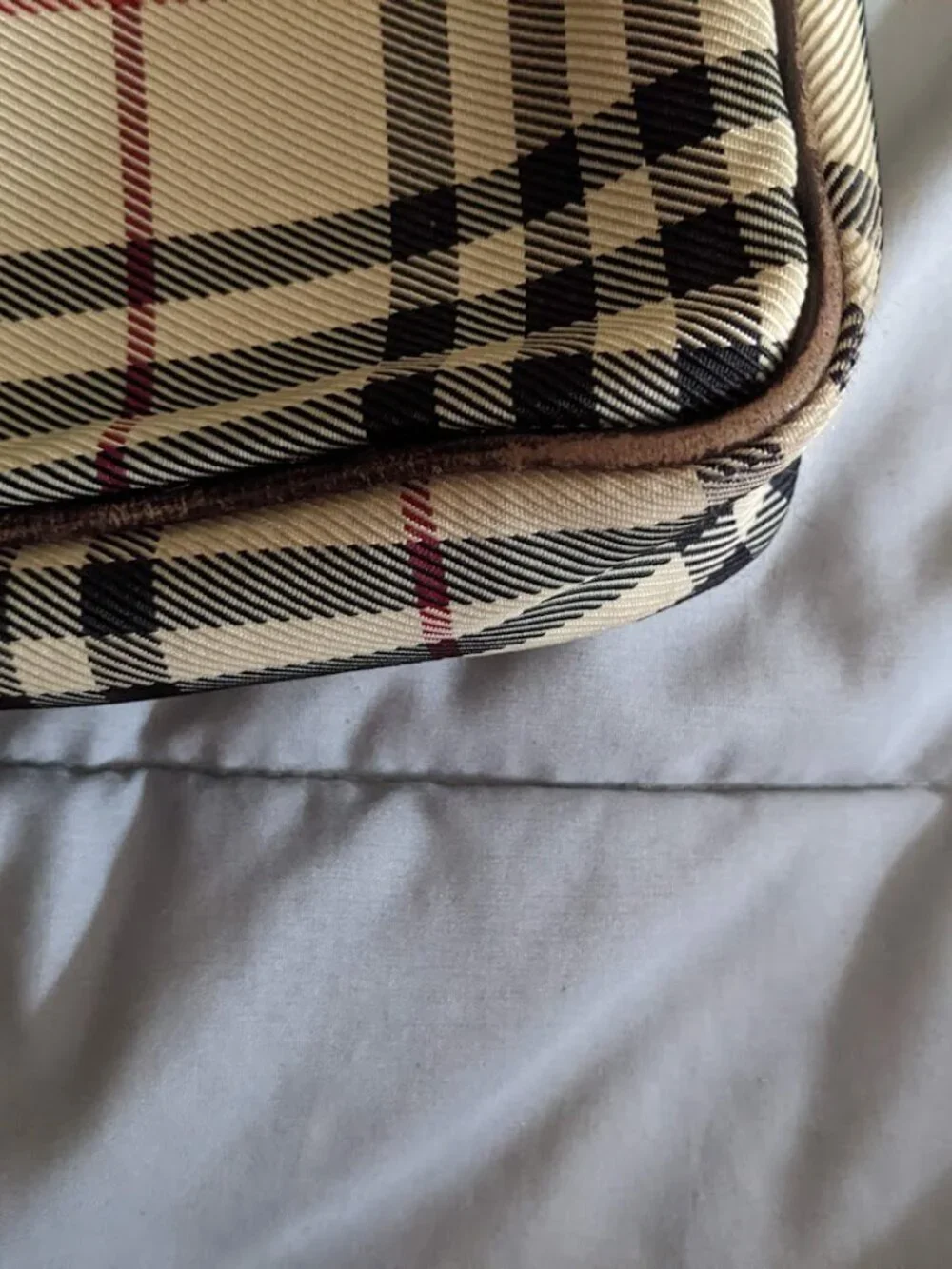 Burberry Vintage Nova Check Canvas Leather Trim Crossbody Shoulder Bag
